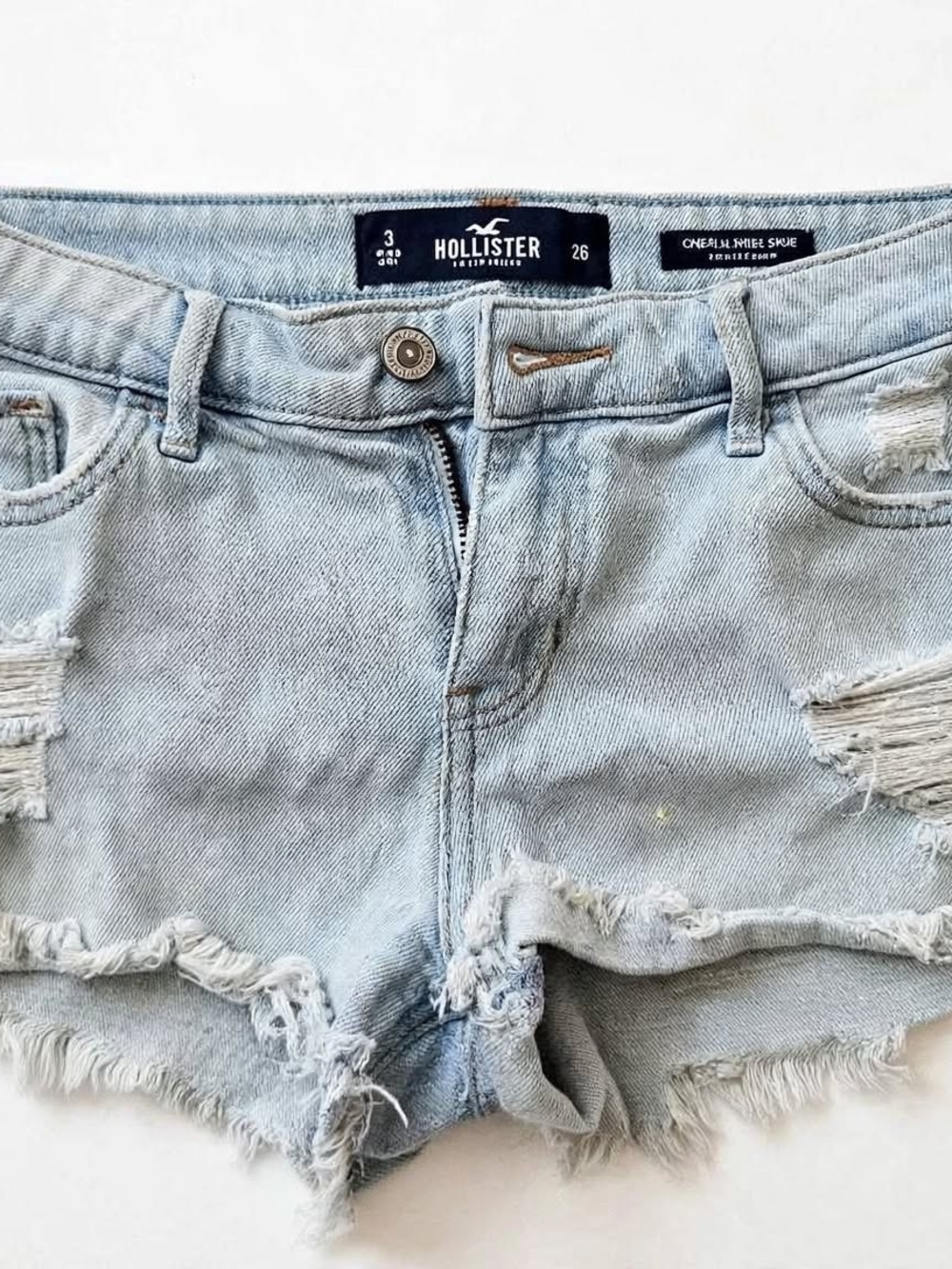 Hollister Light Wash Distressed Denim Cutoff Shorts
